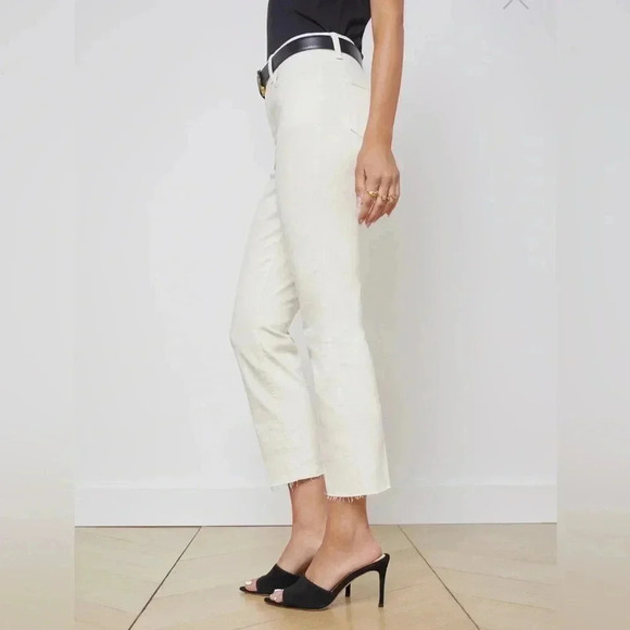 L'AGENCE Sada Slim-Leg Cropped Jean in Vintage White Sz 24 - Picture 9 of 11